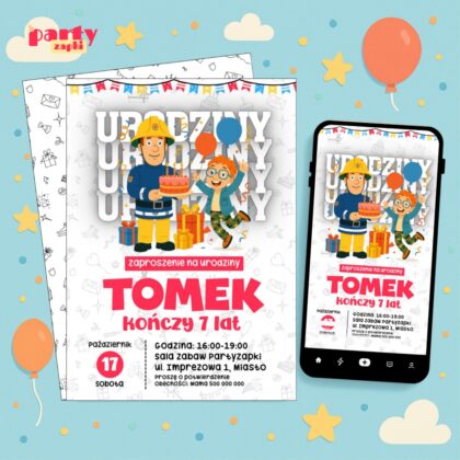 strazak sam 06 zaproszenie na urodziny partyzapki