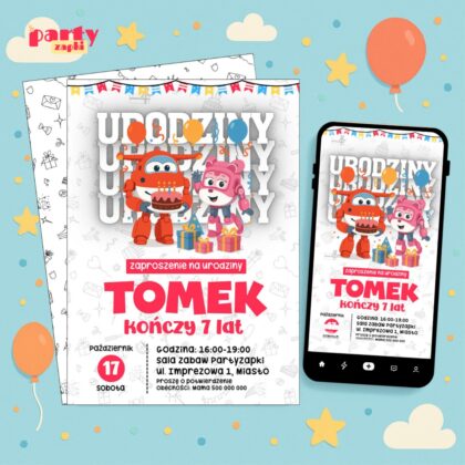 super wings 04 zaproszenie na urodziny partyzapki