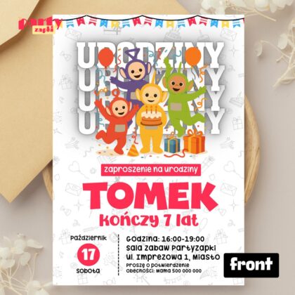 teletubisie 01 zaproszenie na urodziny partyzapki 01