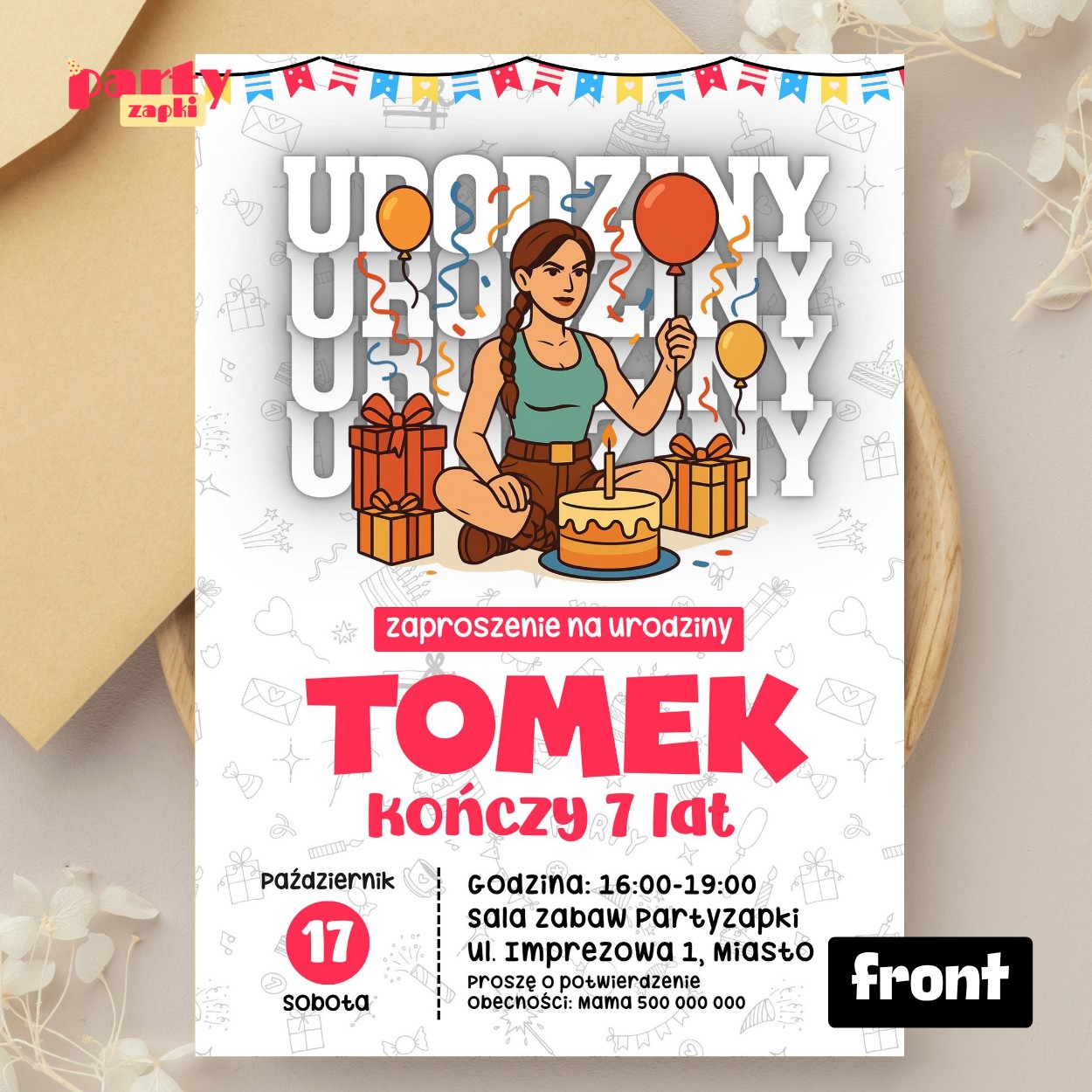 tomb raider 04 zaproszenie na urodziny partyzapki 01