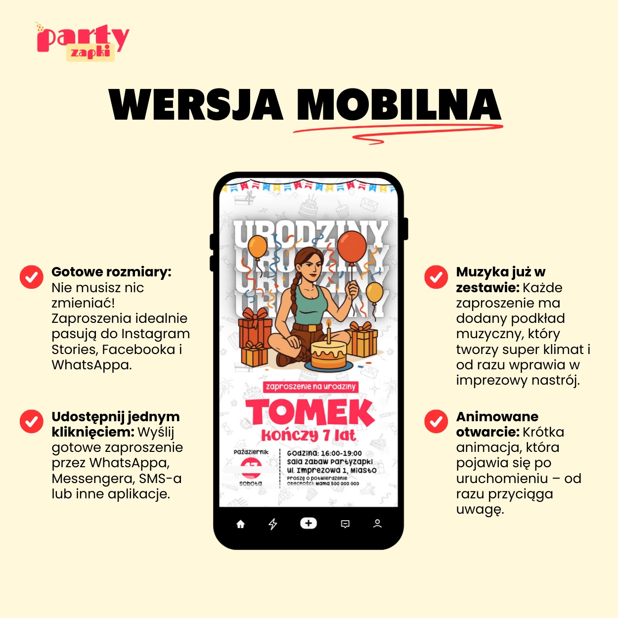 Tomb Raider - Zaproszenie na urodziny - Partyzapki