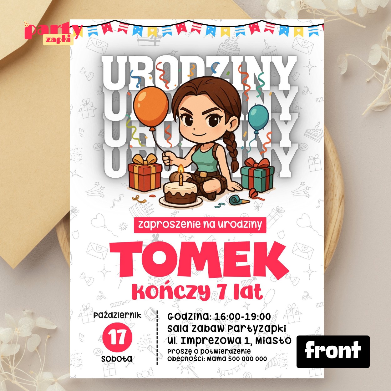 tomb raider 05 zaproszenie na urodziny partyzapki 01