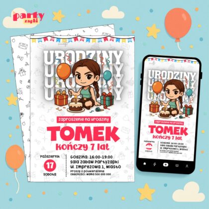 tomb raider 05 zaproszenie na urodziny partyzapki