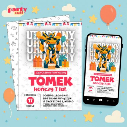 transformers 01 zaproszenie na urodziny partyzapki