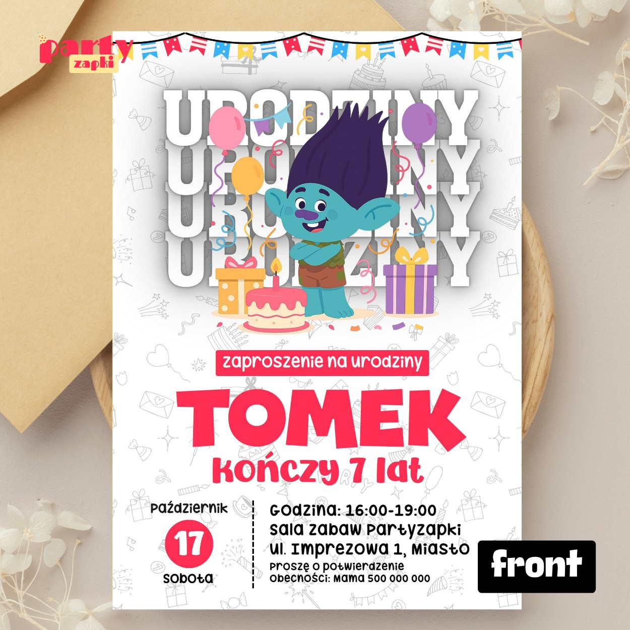 trole 01 zaproszenie na urodziny partyzapki 01