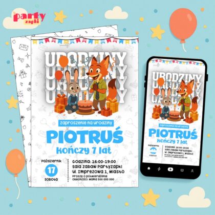 zwierzogrod 04 zaproszenie na urodziny partyzapki