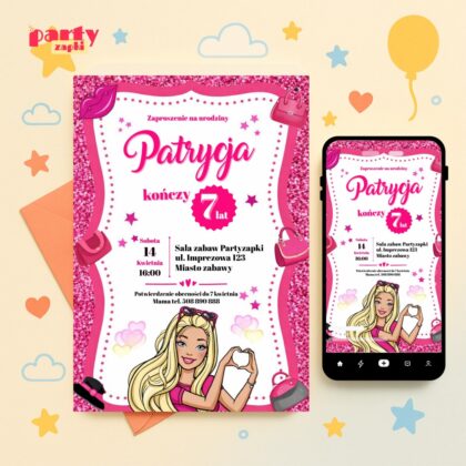 barbie zaproszenie partyzapki 11 1