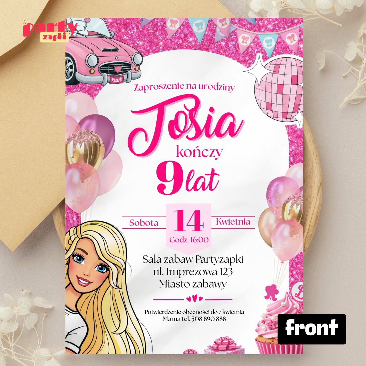 barbie zaproszenie partyzapki 12 2
