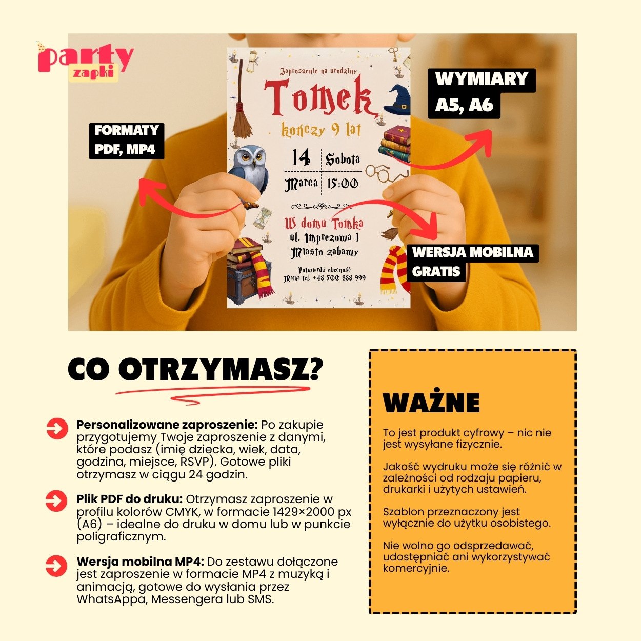 harry potter zaproszenie partyzapki 12 6