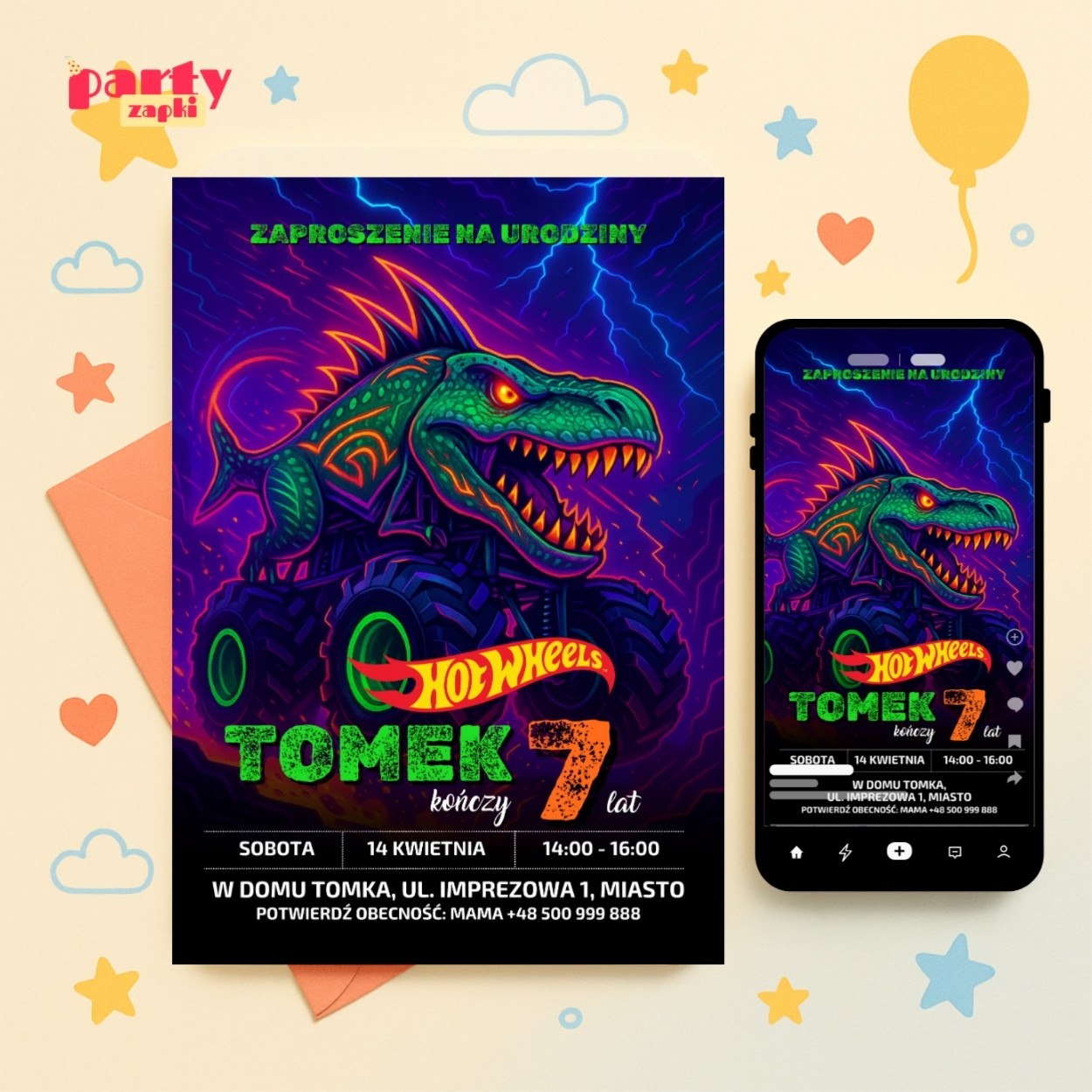 hot wheels zaproszenie partyzapki 02 1