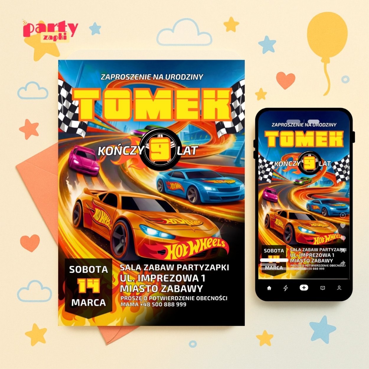 hot wheels zaproszenie partyzapki 05 1