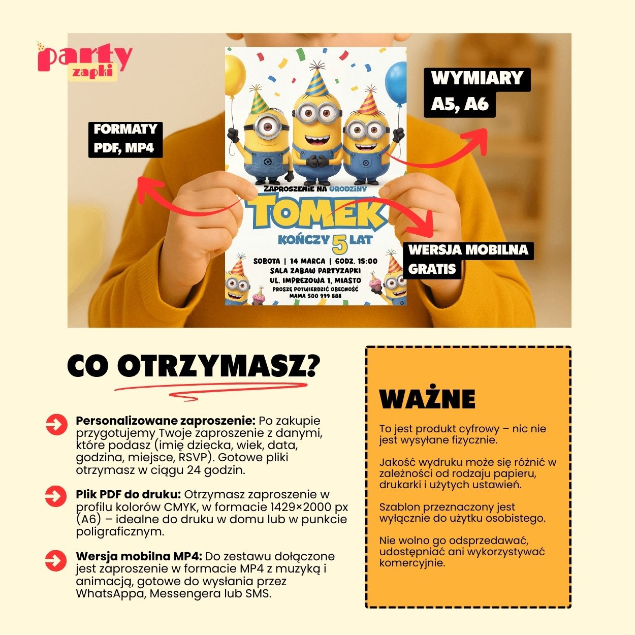 minionki zaproszenie partyzapki 08 6