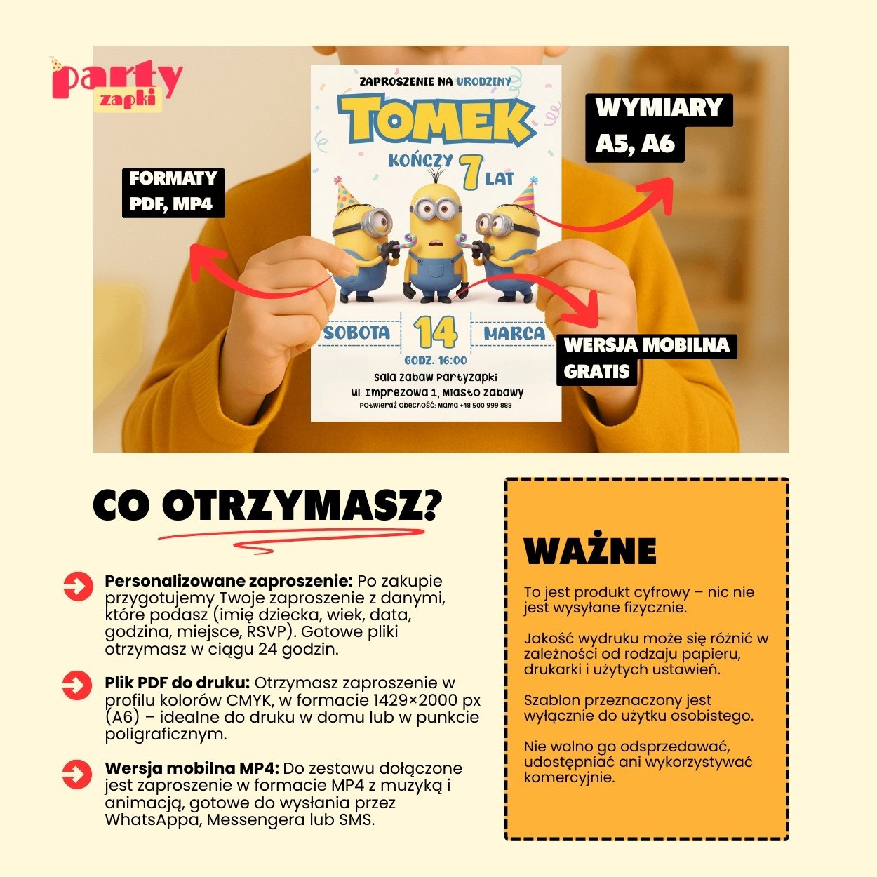 minionki zaproszenie partyzapki 09 6