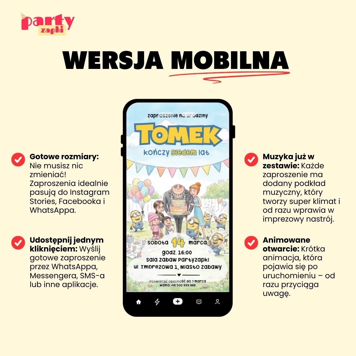 minionki zaproszenie partyzapki 10 5