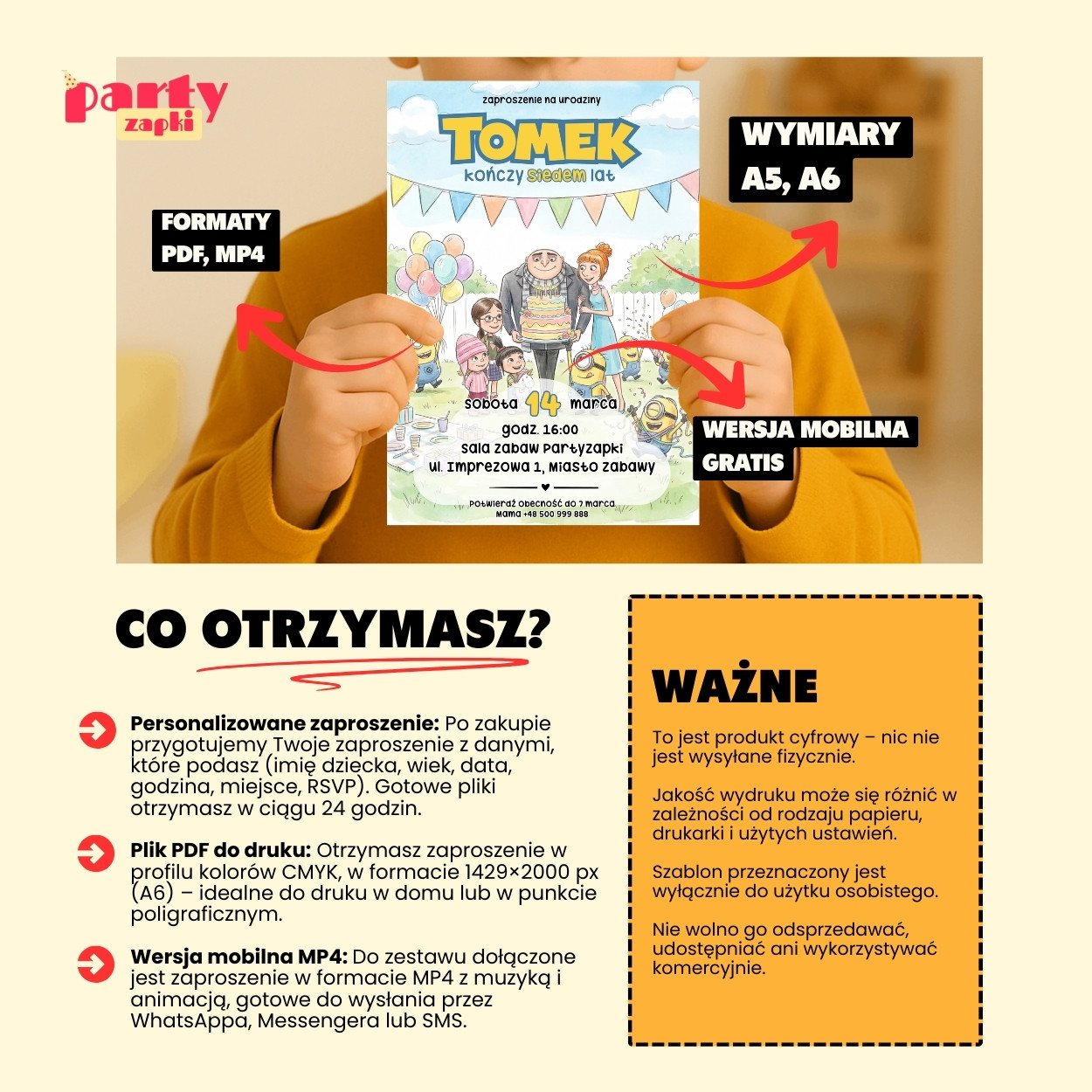 minionki zaproszenie partyzapki 10 6