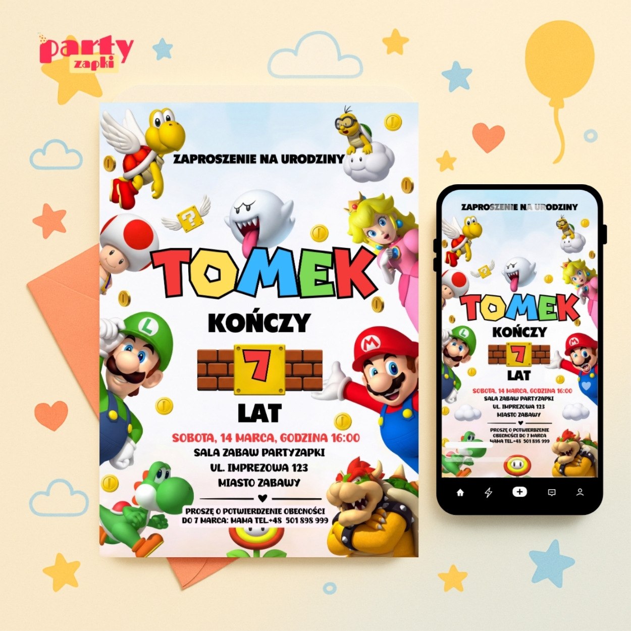 super mario zaproszenie partyzapki 10 1