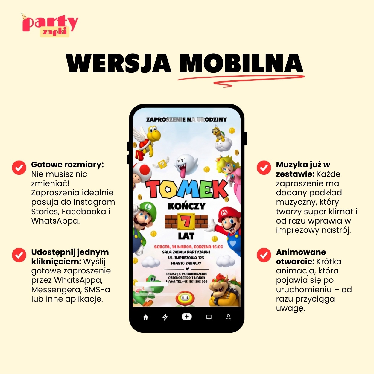 super mario zaproszenie partyzapki 10 5