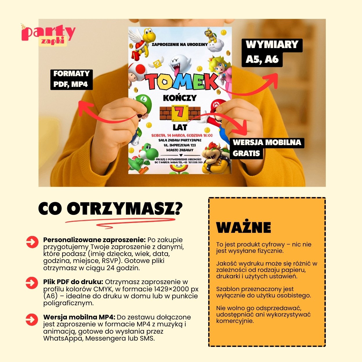 super mario zaproszenie partyzapki 10 6