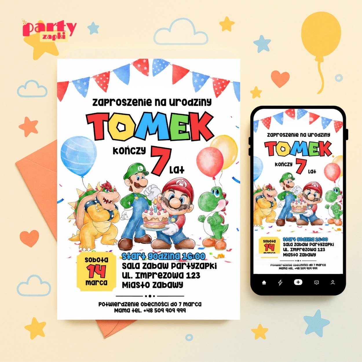 super mario zaproszenie partyzapki 12 1