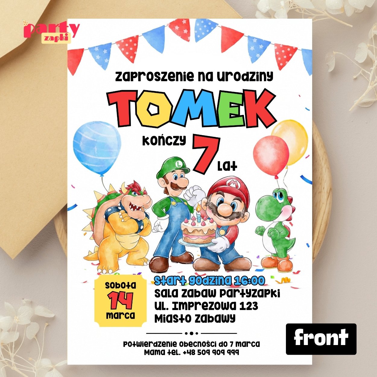 super mario zaproszenie partyzapki 12 2