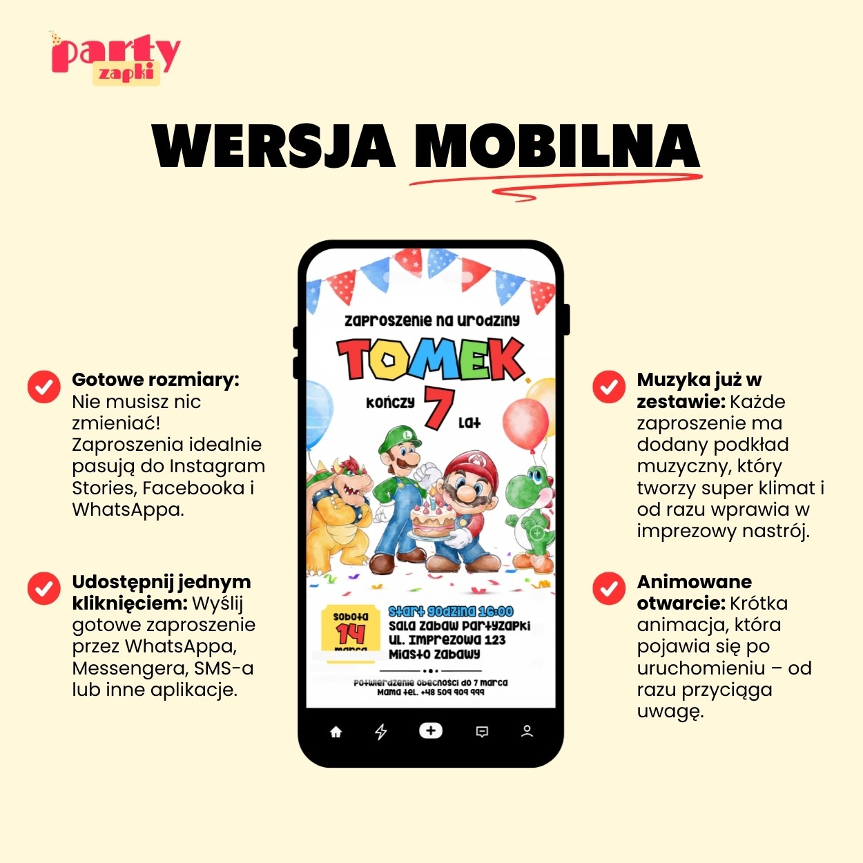 super mario zaproszenie partyzapki 12 5