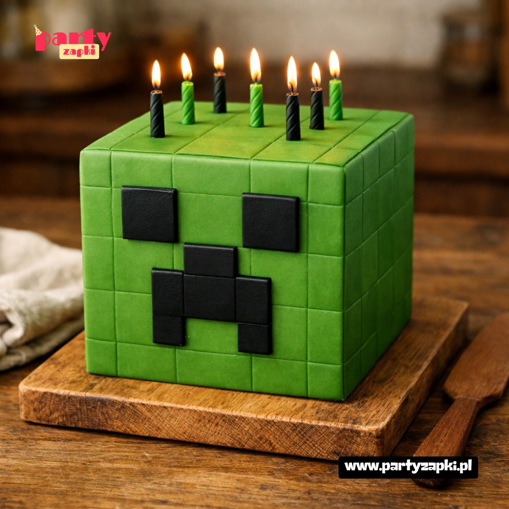 tort creeper na urodziny w stylu minecraft