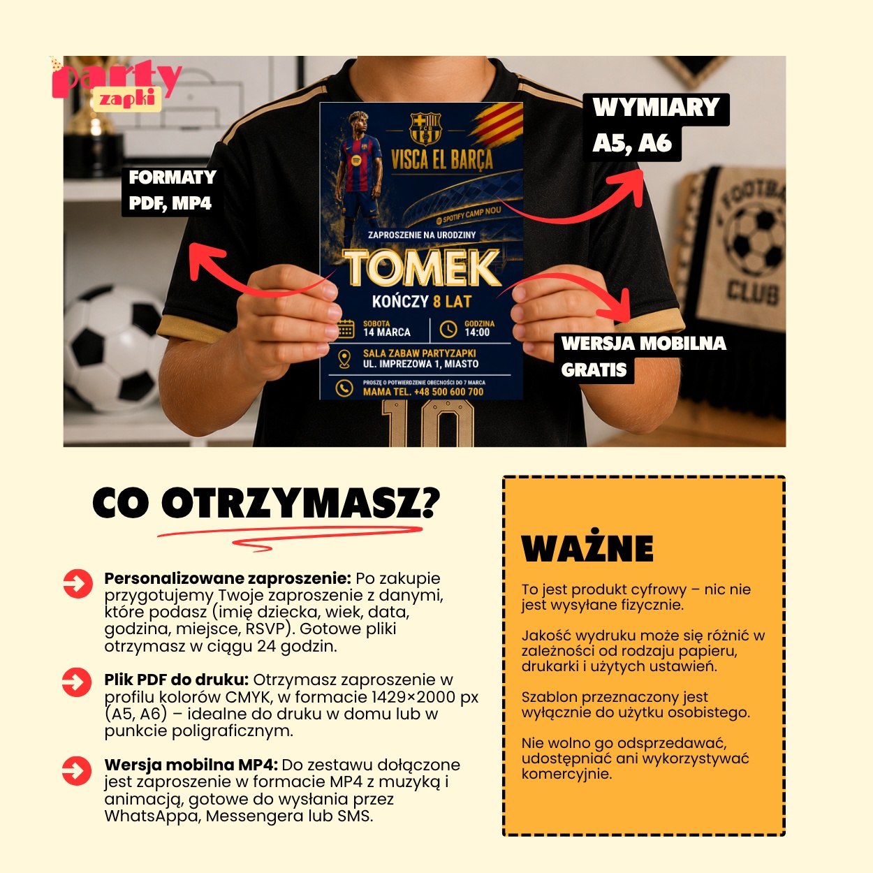 lamine yamal fc barcelona 11 zaproszenie na urodziny partyzapki 4