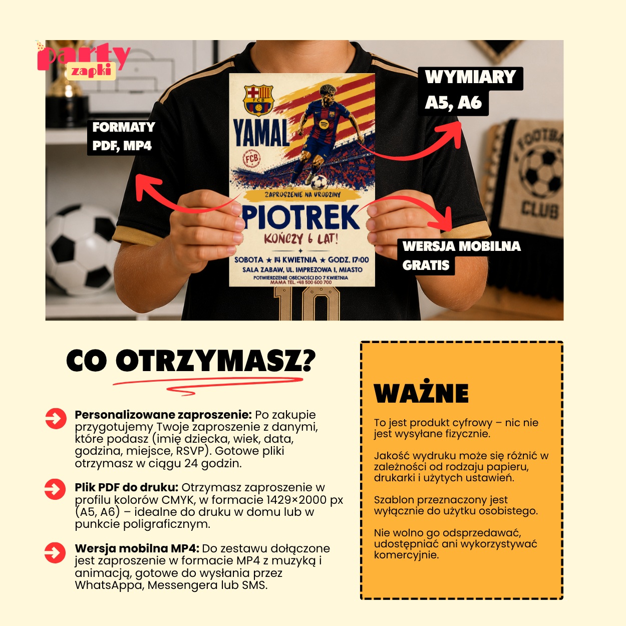 lamine yamal fc barcelona 13 zaproszenie na urodziny partyzapki 4