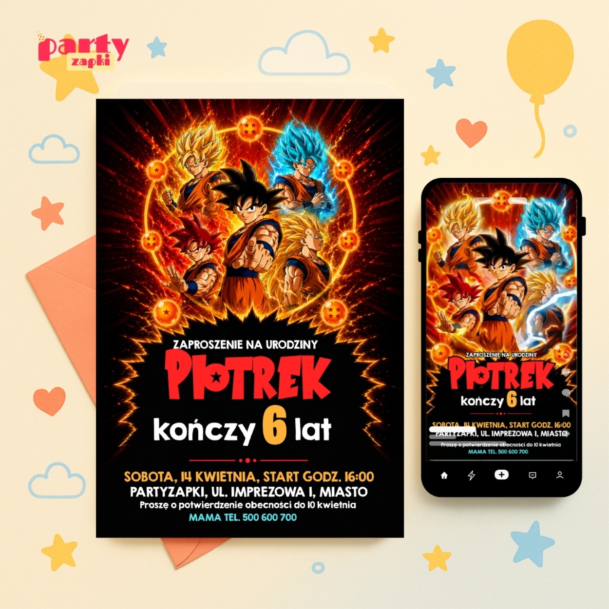 dragon ball zaproszenie na urodziny partyzapki 02 1