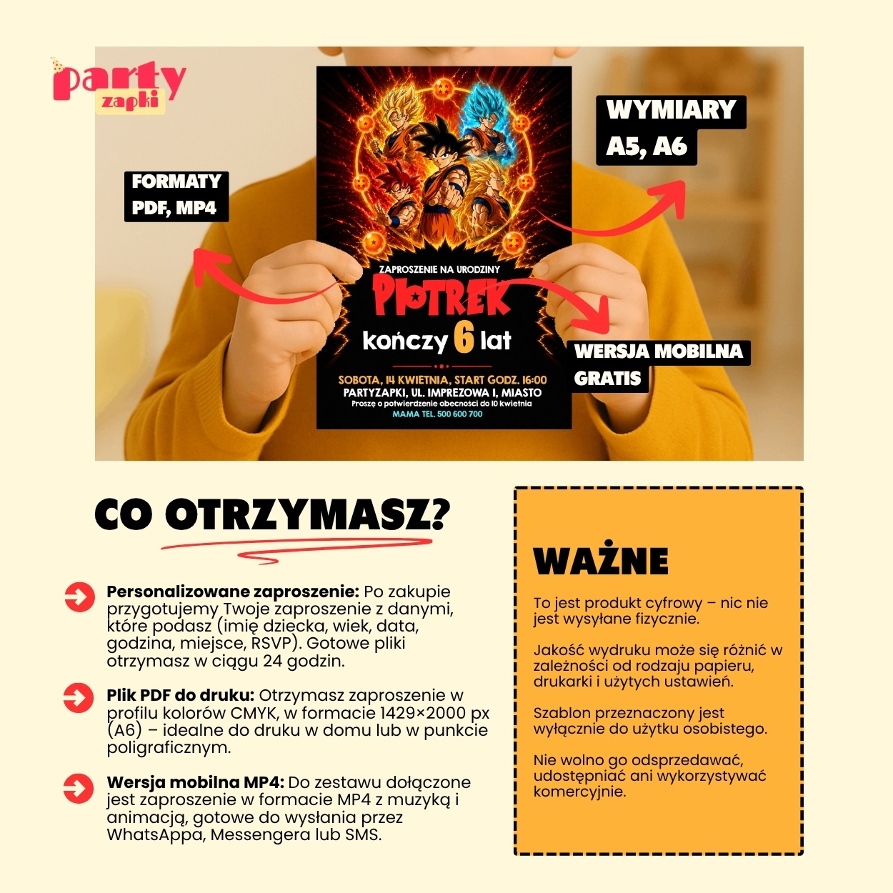 dragon ball zaproszenie na urodziny partyzapki 02 5