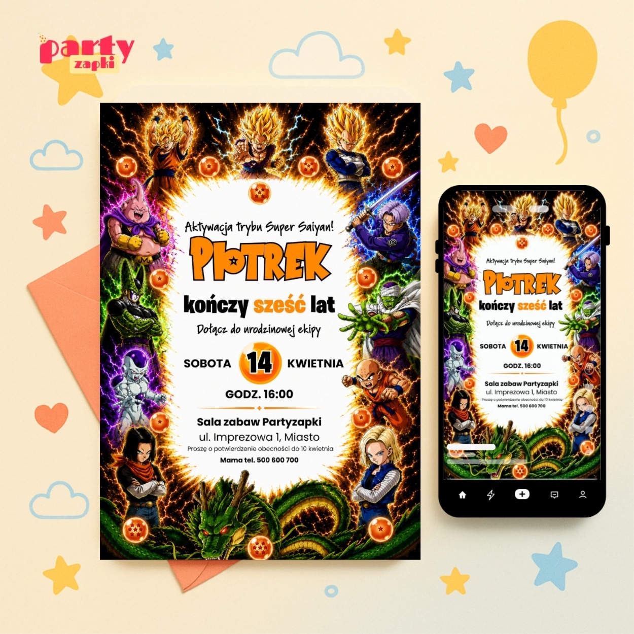 dragon ball zaproszenie na urodziny partyzapki 04 1