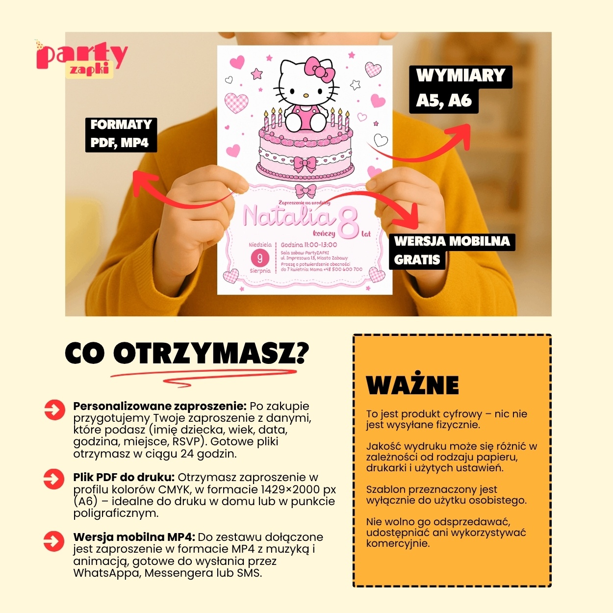 hello kitty zaproszenie na urodziny partyzapki 01 5