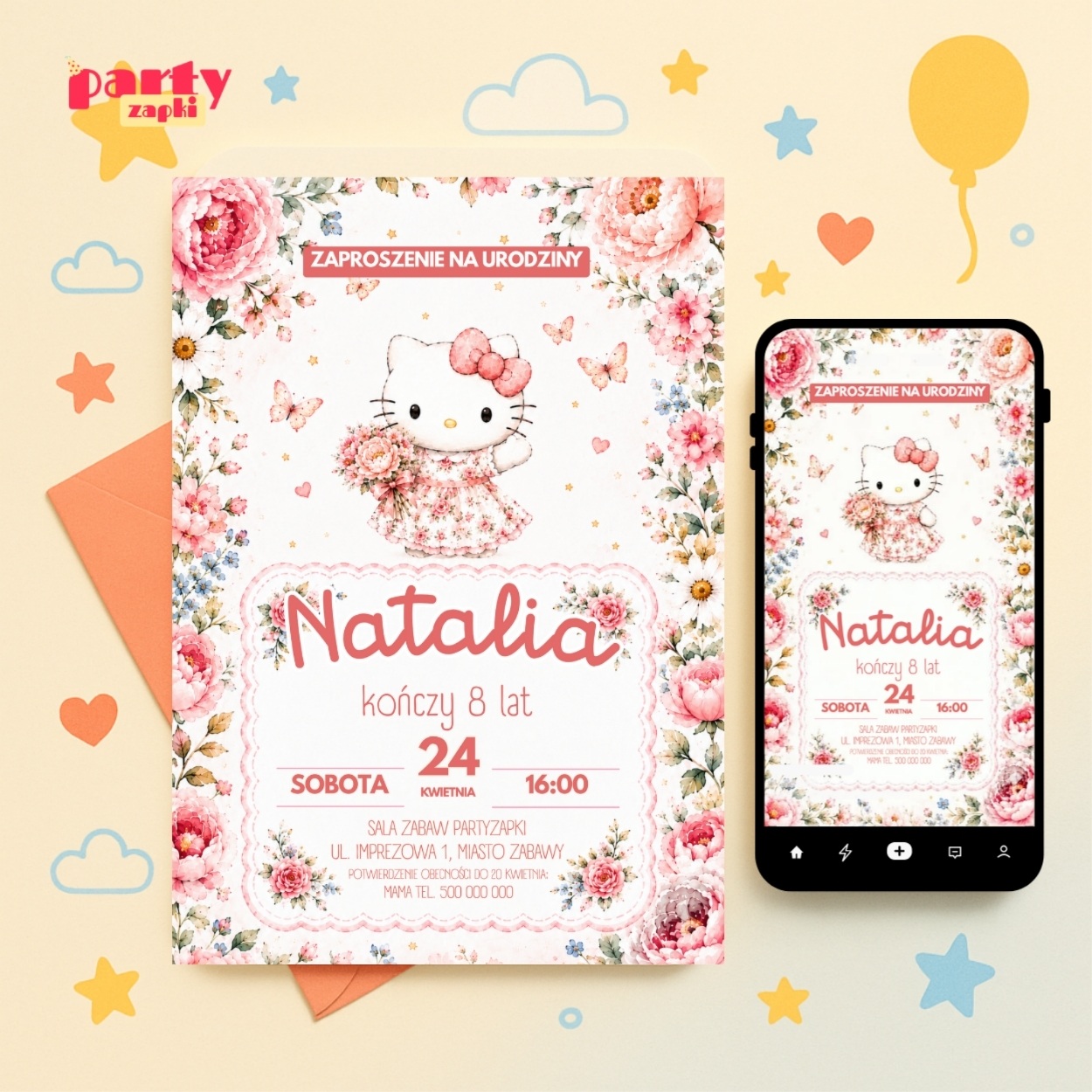 hello kitty zaproszenie na urodziny partyzapki 02 1