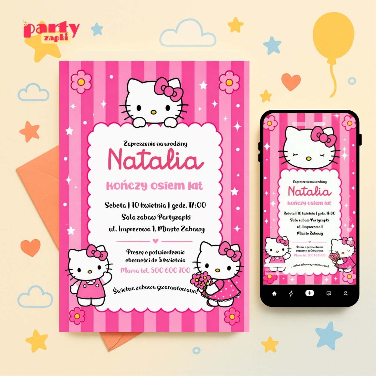 hello kitty zaproszenie na urodziny partyzapki 06 1