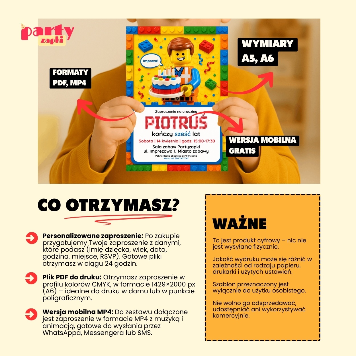 lego zaproszenie na urodziny partyzapki 02 5