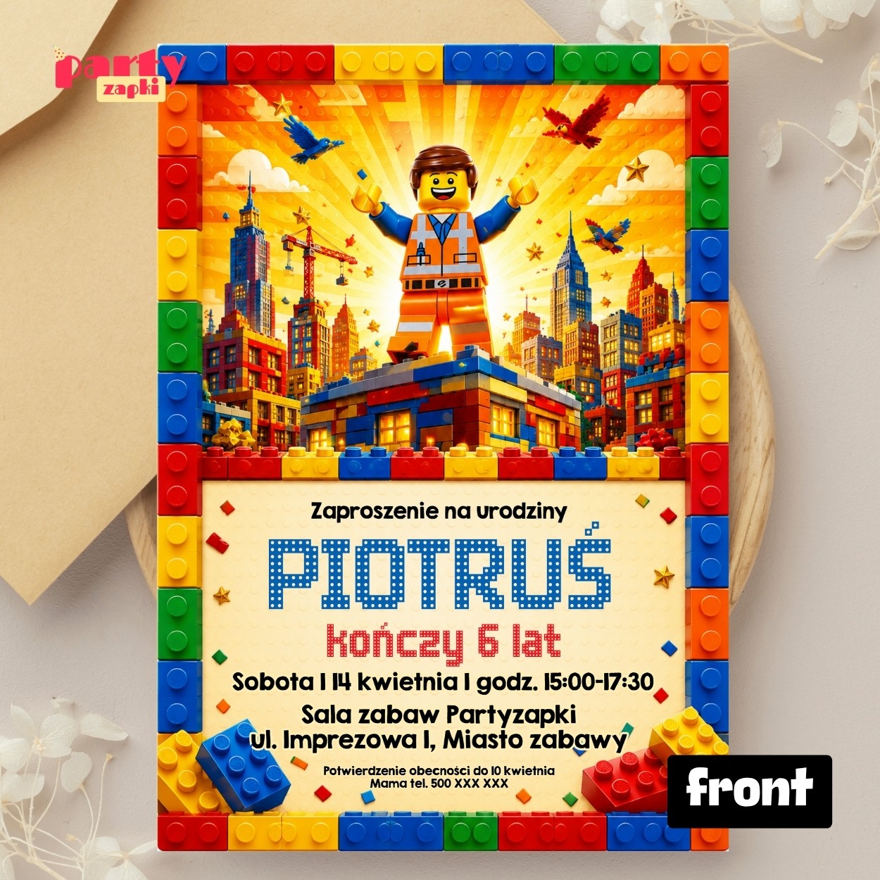 lego zaproszenie na urodziny partyzapki 03 2