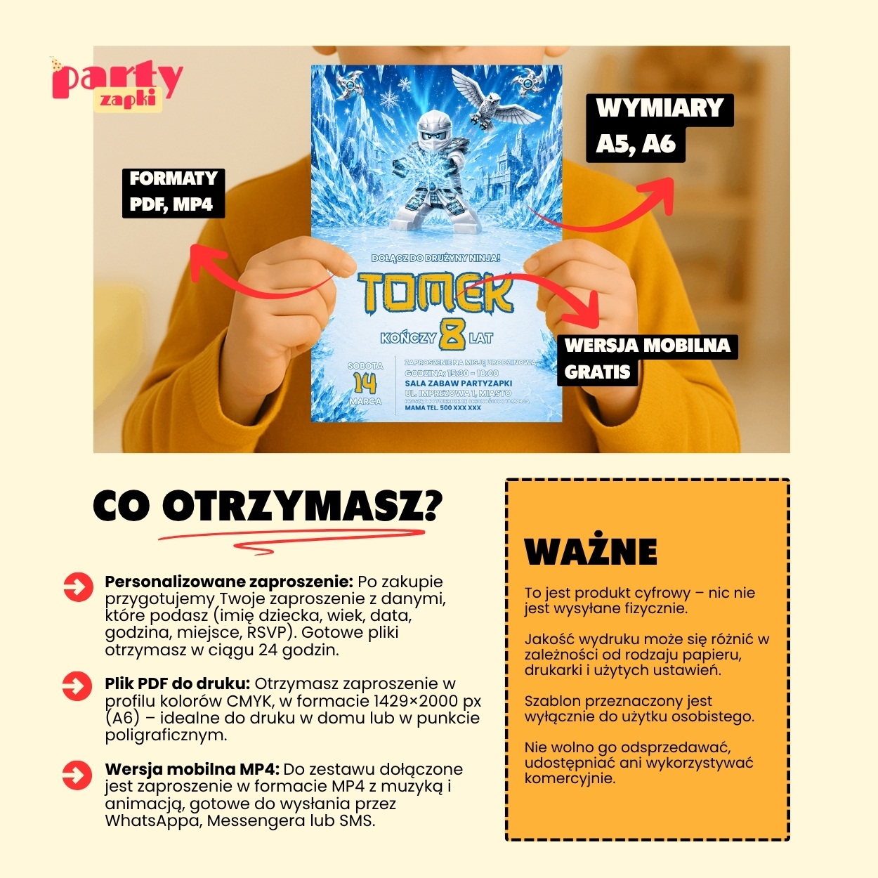 lego zaproszenie na urodziny partyzapki 07 5