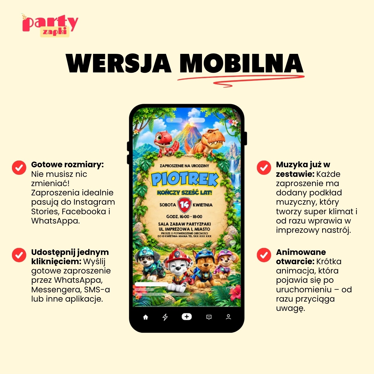 psi patrol dinozaury zaproszenie na urodziny partyzapki 03 3