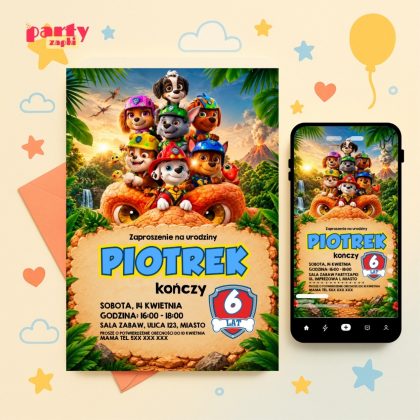psi patrol dinozaury zaproszenie na urodziny partyzapki 03 6