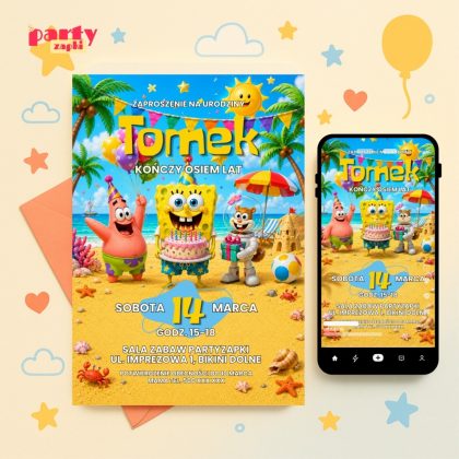 spongebob zaproszenie na urodziny partyzapki 01 1