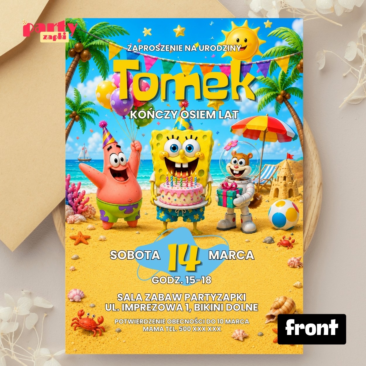 spongebob zaproszenie na urodziny partyzapki 01 2