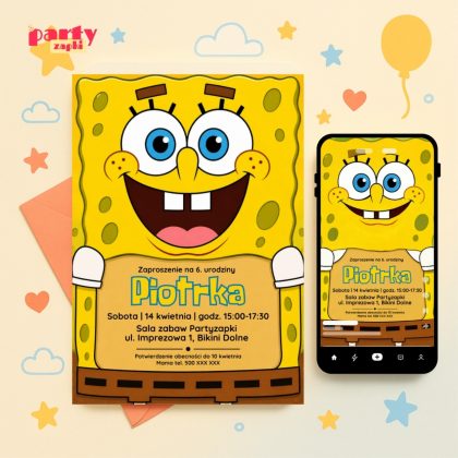 spongebob zaproszenie na urodziny partyzapki 02 1