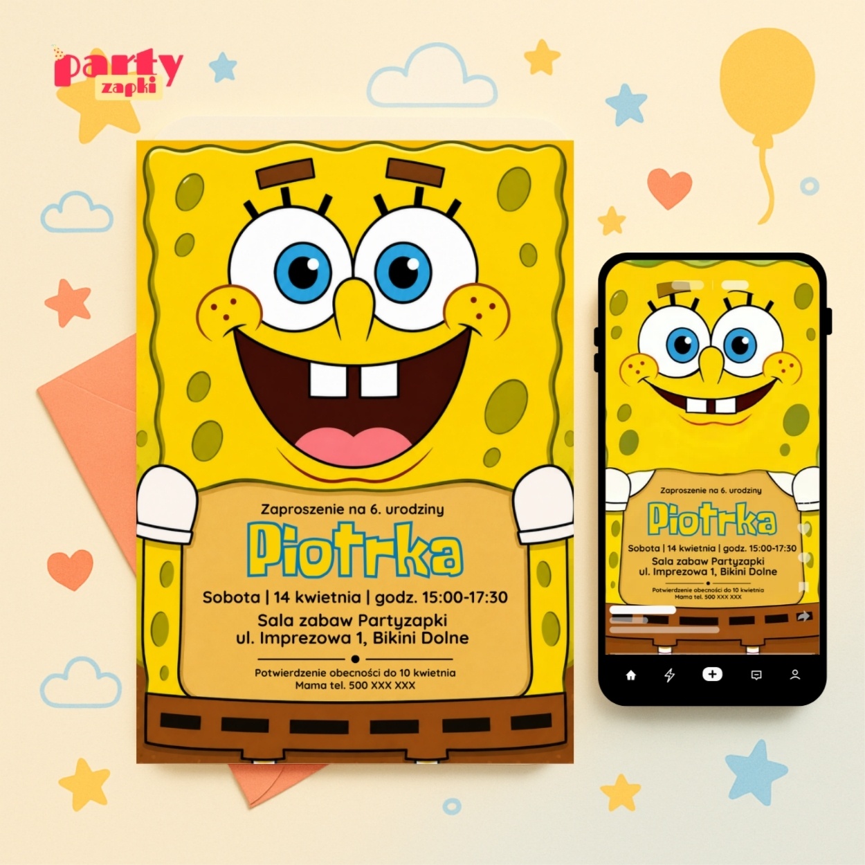 spongebob zaproszenie na urodziny partyzapki 02 1