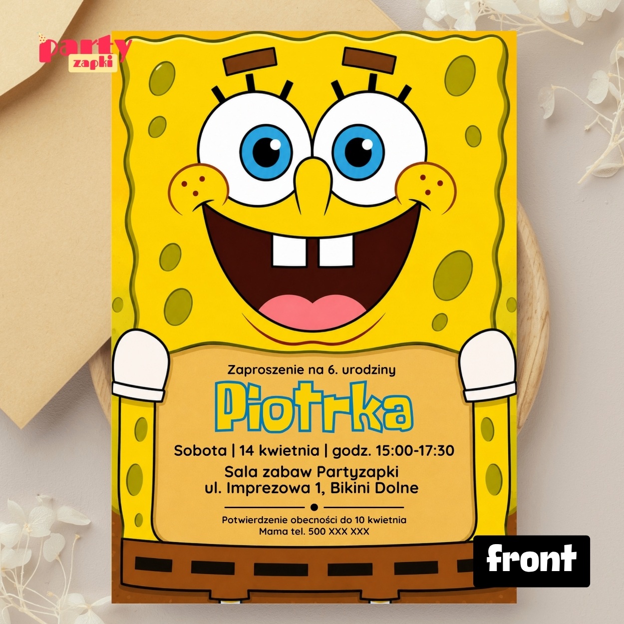 spongebob zaproszenie na urodziny partyzapki 02 2