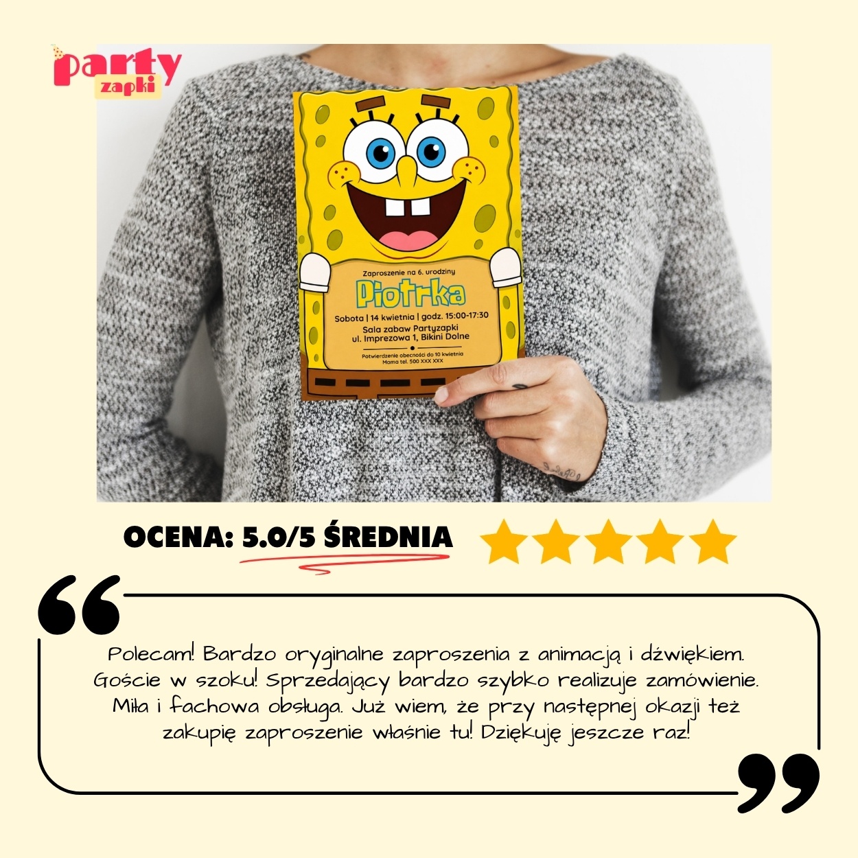 spongebob zaproszenie na urodziny partyzapki 02 6