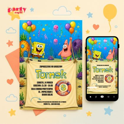 spongebob zaproszenie na urodziny partyzapki 03 1
