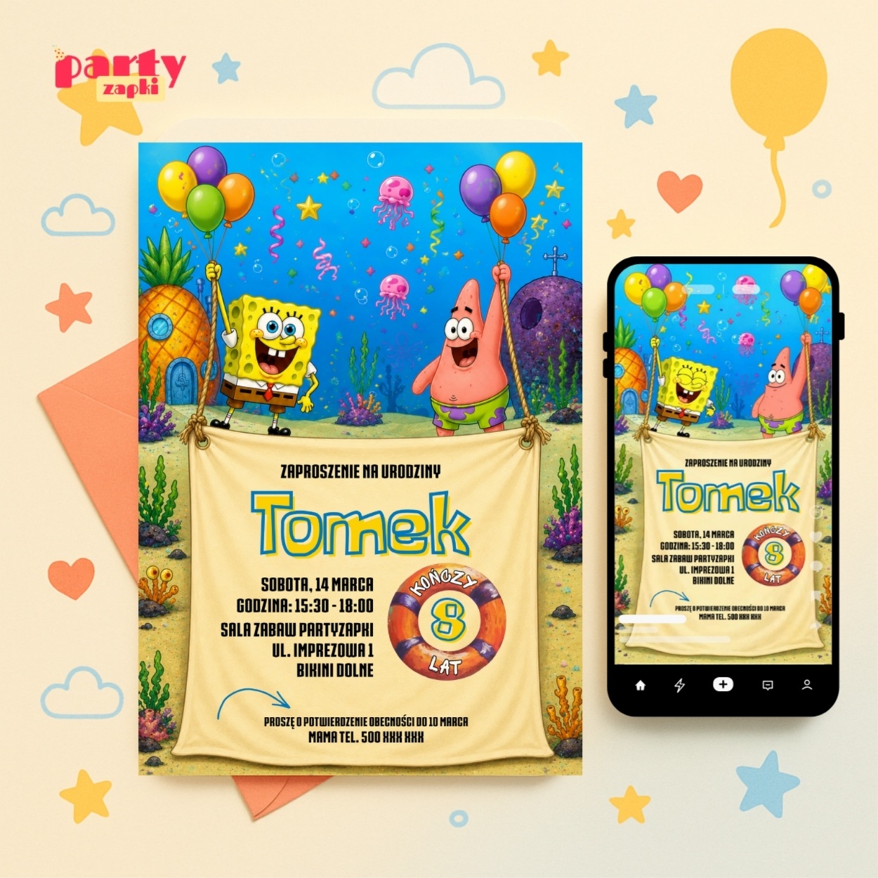 spongebob zaproszenie na urodziny partyzapki 03 1