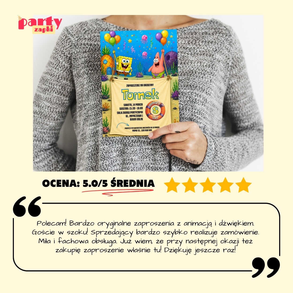 spongebob zaproszenie na urodziny partyzapki 03 6