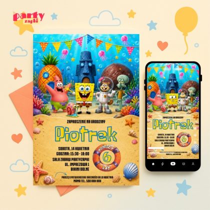 spongebob zaproszenie na urodziny partyzapki 04 1