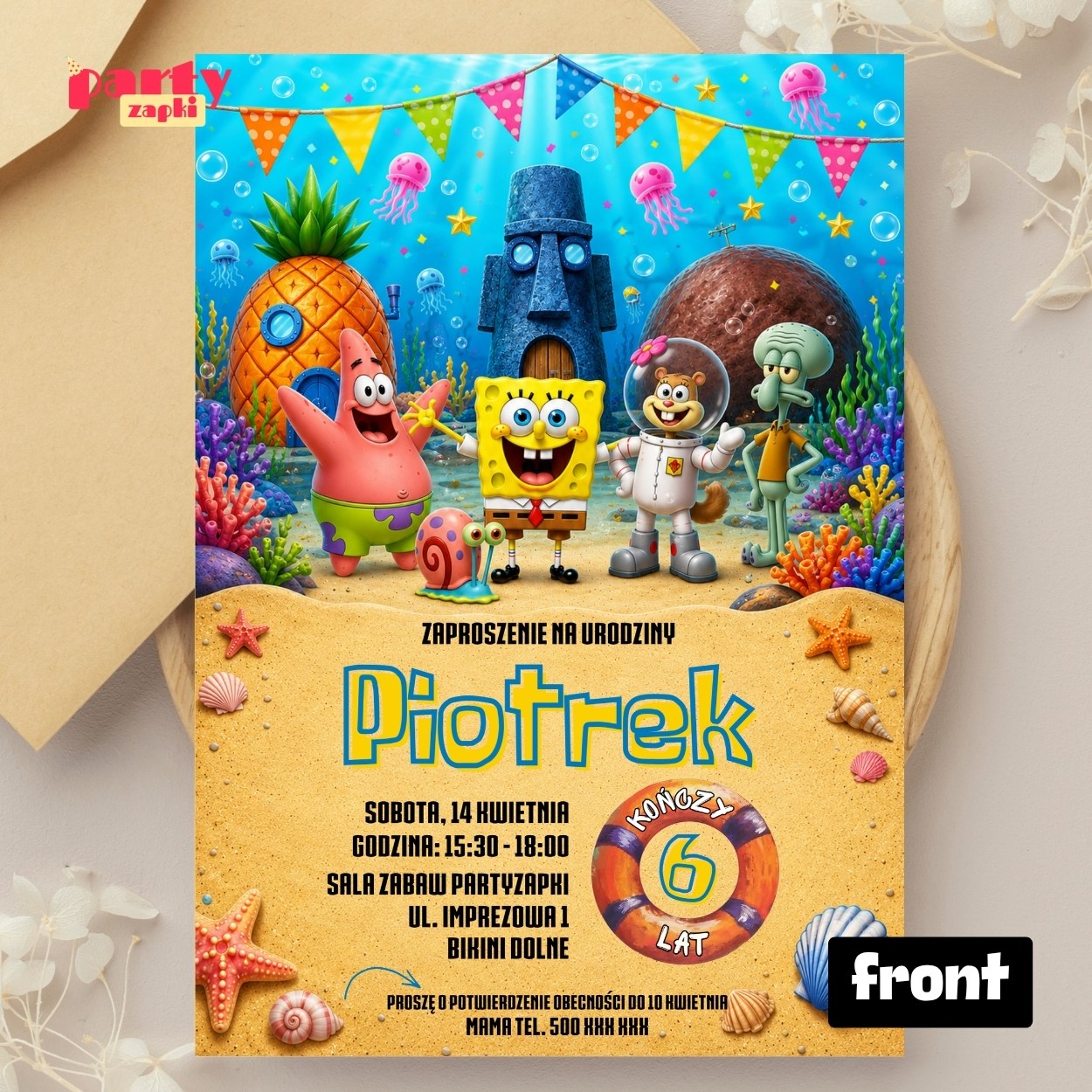 spongebob zaproszenie na urodziny partyzapki 04 2